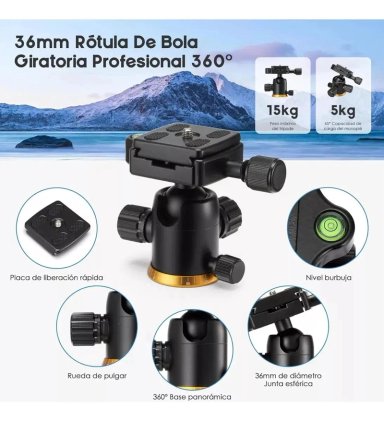 TRIPODE PROFESIONAL PARA CAMARA Y CELULAR CON CABEZAL 666 - 5