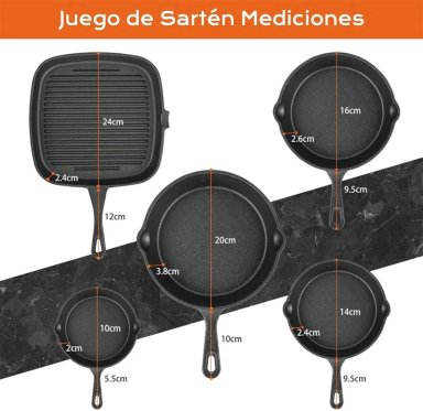 JUEGO DE 5 SARTENES DE HIERRO FUNDIDO - 3