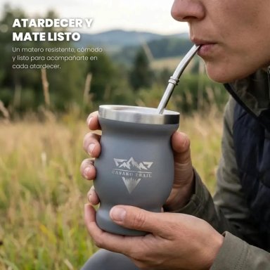 VASO MATERO 240 ML CON BOMBILLA ACERO INOXIDABLE GRIS - 2