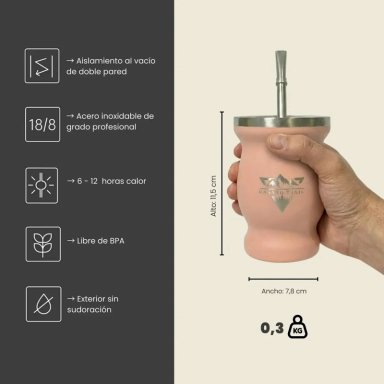 VASO MATERO 240 ML CON BOMBILLA ACERO INOXIDABLE GRIS - 5