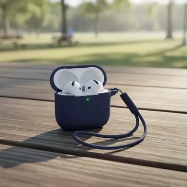 FUNDA SILICONA ANTIGOLPES PARA AIRPODS 4 CON MOSQUETON - 3