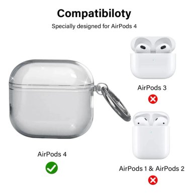 FUNDA TRANSPARENTE ANTIGOLPES PARA AIRPODS 4 GEN CON GAN - 2