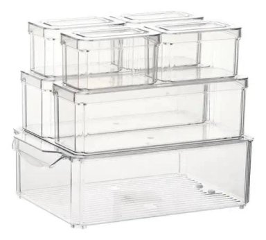 SET 7 CAJAS ORGANIZADORAS TRANSPARENTES CON TAPA - 1