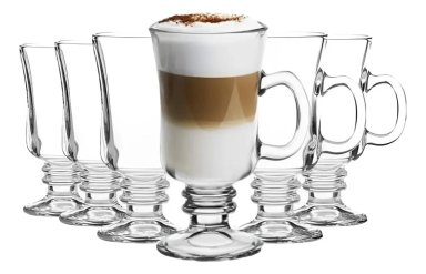 SET DE 6 TAZAS DE VIDRIO PARA CAFE  CAPUCHINO 250ML - 3