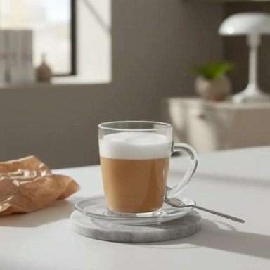 JUEGO 6 TAZAS CAFE  TE  310ML CON PLATILLOS DE VIDRIO - 1