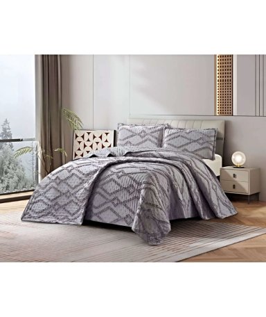 CUBRECAMA QUILT CON DISEÑO GEOMETRICO RELIEVE KING-SUPERKING 250 X 270 CM 03 - 4