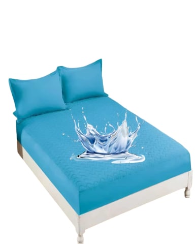 CUBRECOLCHON IMPERMEABLE 2 PLAZAS COLOR CELESTE - 1