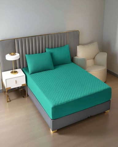 CUBRECOLCHON IMPERMEABLE 2 PLAZAS COLOR TURQUESA - 3