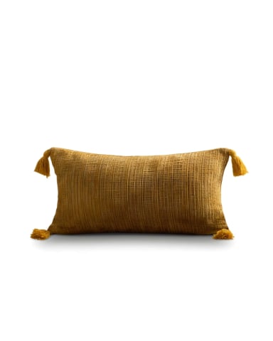 PACK DE 4 FUNDAS DE COJIN CHENILLE CON BORLAS 30X50 AMARILLO - 2