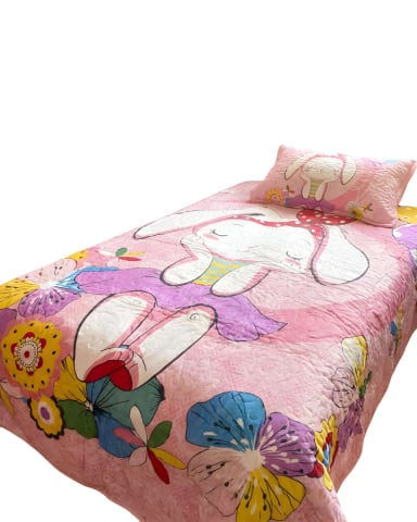 QUILT CUBRECAMA DE VERANO PLAZA Y MEDIA ROSA 04 - 2