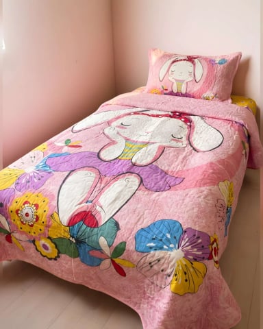 QUILT CUBRECAMA DE VERANO PLAZA Y MEDIA ROSA 04 - 3