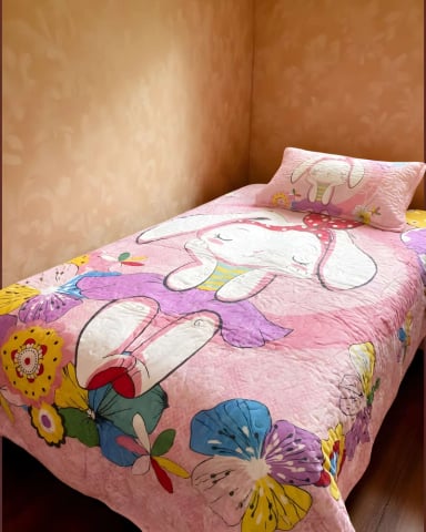 QUILT CUBRECAMA DE VERANO PLAZA Y MEDIA ROSA 04 - 4