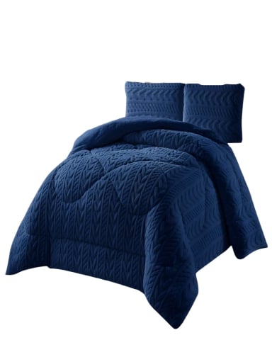COBERTOR TEXTURIZADA DE INVIERNO DISEÑO 01 KING AZUL OSCURO - 1