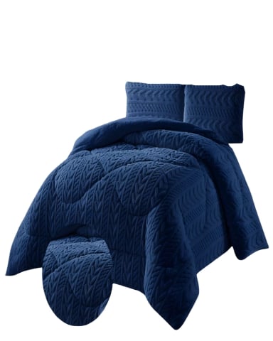 COBERTOR TEXTURIZADA DE INVIERNO DISEÑO 01 KING AZUL OSCURO - 2