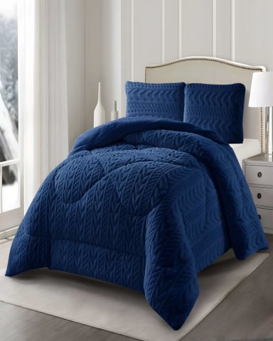 COBERTOR TEXTURIZADA DE INVIERNO DISEÑO 01 KING AZUL OSCURO - 3