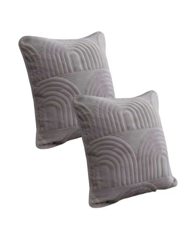 SET DE 2 FUNDAS DE COJIN SERIE ARCO 45X45 CM GRIS - 1