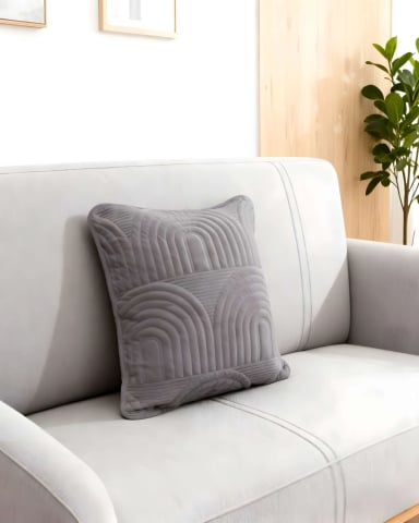 SET DE 2 FUNDAS DE COJIN SERIE ARCO 45X45 CM GRIS - 3