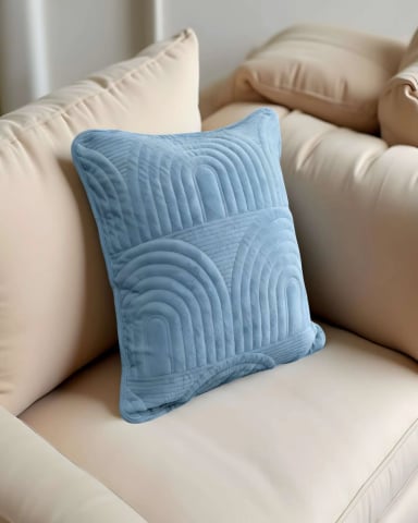 SET DE 2 FUNDAS DE COJIN SERIE ARCO 45X45 CM CELESTE - 4
