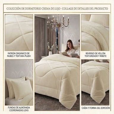 COBERTOR SHERPA PLUSH CS PLAZA Y MEDIA BLANCO INVIERNO - 2