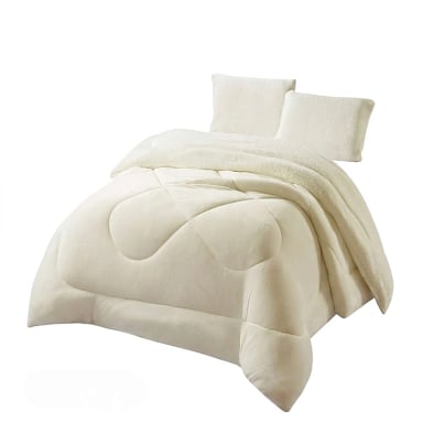 COBERTOR SHERPA PLUSH CS PLAZA Y MEDIA BLANCO INVIERNO - 4