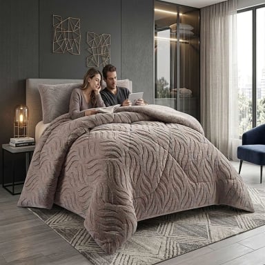 COBERTOR SHERPA TEXTURIZADO RB 2 PLAZAS GRIS - 3