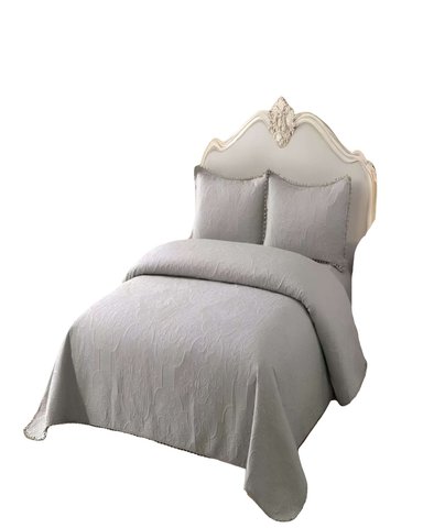 QUILT CUBRECAMA DE VERANO KING CON POMPON COLOR GRIS - 2