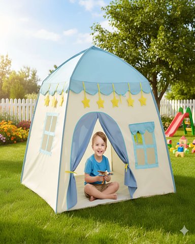 CARPA CON FORMA DE CASA PARA NIÑO CELESTE - 6