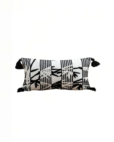SET DE 2 FUNDAS DE COJIN 30CMX50CM  RECTANGULARES BLANCO CON NEGRO - 2
