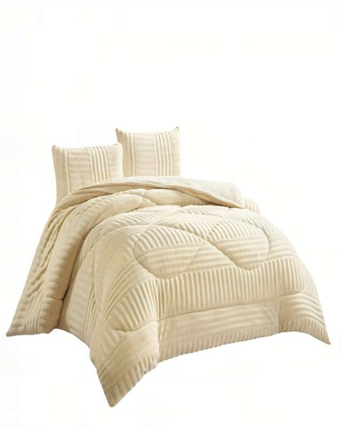 COBERTOR DE PELUDOS LECHE CON TEXTURA  KING COLOR BEIGE - 2