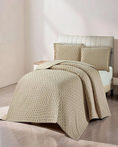 CUBRECAMA DEMI ACOLCHADO DELGADO 2 PLAZAS 230X250 CM BEIGE 01 - 3