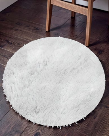 ALFOMBRA REDONDA DE TEXTURA PREMIUM  150CM X 150CM DECORATIVA COLOR BLANCO - 4