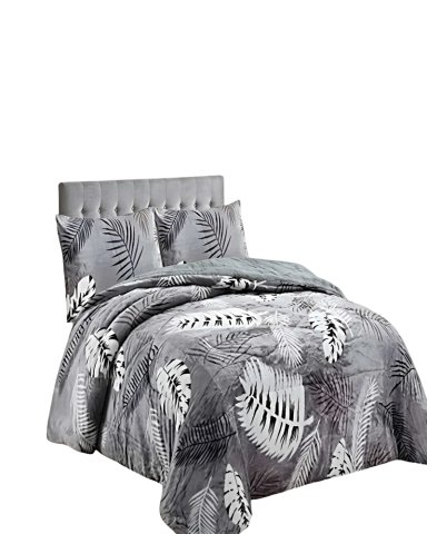 SET COBERTOR DE INVIERNO PLUSH 1.5 PLAZA 180X200CM GRIS CLARO 1 - 1
