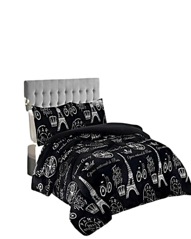 SET COBERTOR DE INVIERNO PLUSH 2 PLAZAS 230X250CM NEGRO 2 - 1