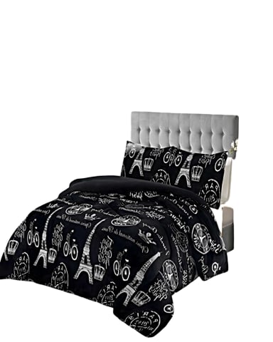 SET COBERTOR DE INVIERNO PLUSH 2 PLAZAS 230X250CM NEGRO 2 - 2