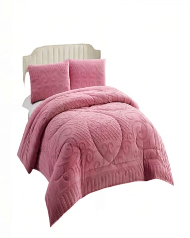 PLUMON PREMIUM CON TEXTURA DE RELIEVE  2 PLAZA COLOR ROSADO - 1