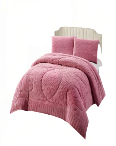 PLUMON PREMIUM CON TEXTURA DE RELIEVE  2 PLAZA COLOR ROSADO - 2