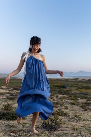 VESTIDO RISCO TENCEL AZUL - 1
