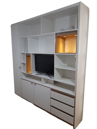 LIBREO, TV Y ARCHIVO MODULOS. BLANCO O CON NICHO DE ROBLE - 1