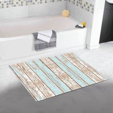 ALFOMBRA VINÍLICA LIVING  MADERA VINTAGE AZUL 50X70 CM - 3