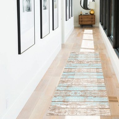 ALFOMBRA VINÍLICA LIVING  MADERA VINTAGE AZUL 50X70 CM - 4