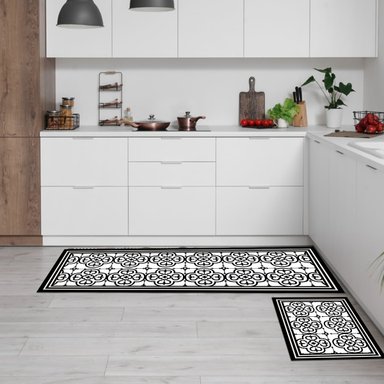 SET 2 ALFOMBRAS DE COCINA FLOR ARABE BLACK - 2