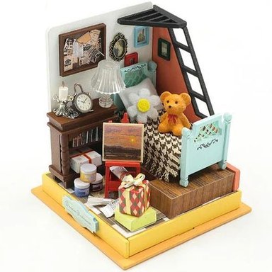 DORMITORIO SOÑADO EN MINIATURA – KIT DIY CON MOBILIARIO Y LUCES LED S2302 - 3