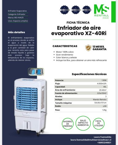 ENFRIADOR DE AIRE XZ-40RI 4.000 M3/H 40M2 - 4