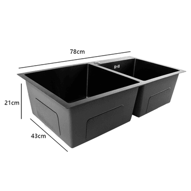LAVAPLATOS DEKORA 78X43 CM ESPESOR 2MM NEGRO EMPOTRAR SOBRE O BAJO CUBIERTA - 3