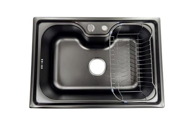 LAVAPLATOS DEKORA 60X42 CM COLOR NEGRO PARA EMPOTRAR SOBRE CUBIERTA - 2