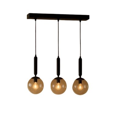 LAMPARA ODELE TRIPLE VIDRIO METAL NEGRO DEKORA DK-18BK - 1