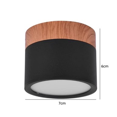 FOCO LED 7 W REDONDO NEGRO / MADERA SOBREPUESTO LUZ FRIA 6000K DEKORA - 4