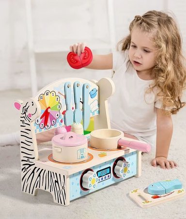 JUGUETE MADERA CEBRA COCINA NIÑAS NIÑOS COD10008 - 1