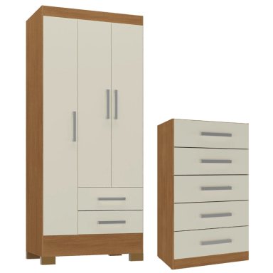 COMBO CLOSET 3 PUERTAS + COMODA 5 CAJONES OFF WHITE R3205 - 1