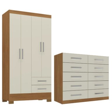 COMBO CLOSET 4 PUERTAS + COMODA 10 CAJONES OFF WHITE R4210 - 1